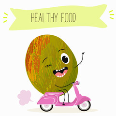 Cute mango cartoon characters with different activities. Flat vector illustration, funny fruits. Organic food.