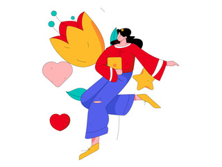 Happy Valentine's Day flat character vector concept business hand drawn illustration
