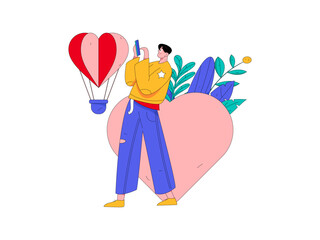 Happy Valentine's Day flat character vector concept business hand drawn illustration
