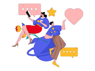 Happy Valentine's Day flat character vector concept business hand drawn illustration
