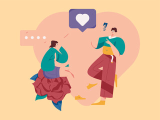 Happy Valentine's Day flat character vector concept business hand drawn illustration
