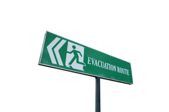evacuation route warning board