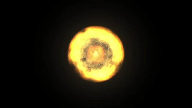 Very bright quantum energy sphere, energy collapse, simulation, solar radiation