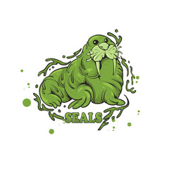 DOODLE SHAPES OF SEA ANIMALS SEALS SUITABLE FOR T-SHIRTS AND MERCHINDAISE DESIGNS