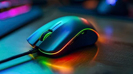 Fotobehang Colorful Clicks: A Closer Look at an RGB Mouse © Ahmed