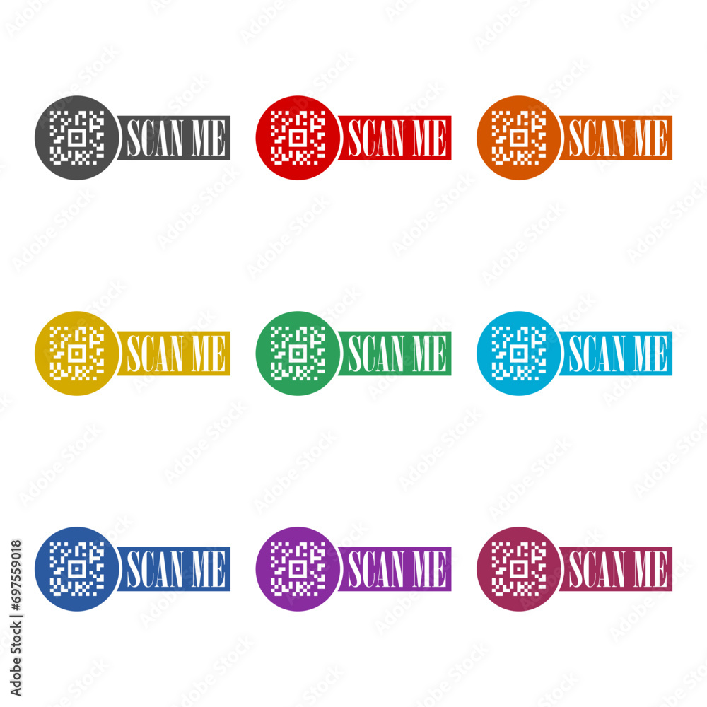 Poster scan me icon isolated on white background. set icons colorful