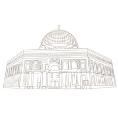 the dome of the rock illustration in pencil  sketch 