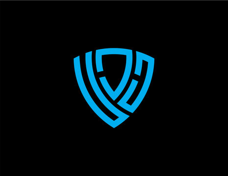 UJJ creative letter shield logo design vector icon illustration