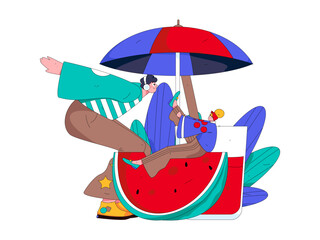 24 Solar Terms, Great Heat Characters Flat Vector Concept Operation Hand Drawn Illustration
