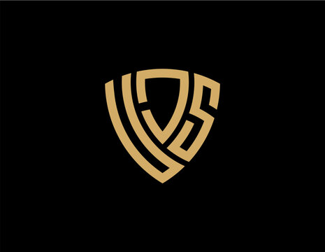 UJS creative letter shield logo design vector icon illustration