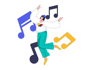 Music characters scene flat vector concept operation illustration
