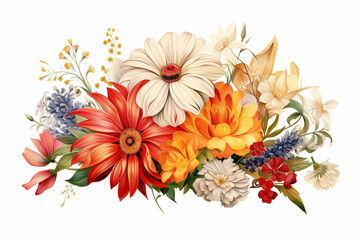 colorful flowers on the white background