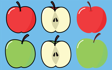 
Apples fruit vector graphic illustration flat 2D icon