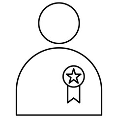 Exclusive benefits icon black and white - person with award medal.