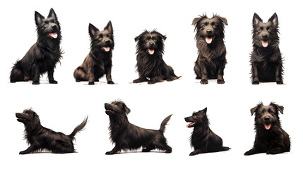 Multiple poses of a dog, black Australian terrier dog, Generative AI