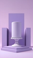 a pastel purple podium with a white column on top of it