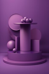 a purple podium with a pedestal and columns in the background