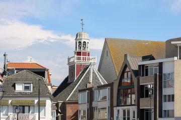 Fotobehang Noordzee, Nederland Red church on the coastal centrum of Noordwijk