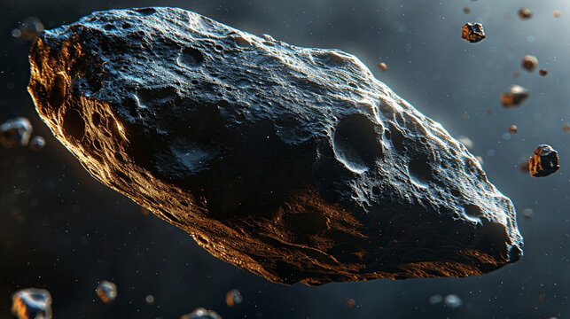 An isolated image of an asteroid.