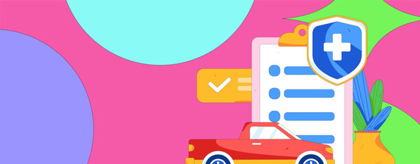 Fototapeta premium Buy insurance for car flat character vector concept operation illustration 