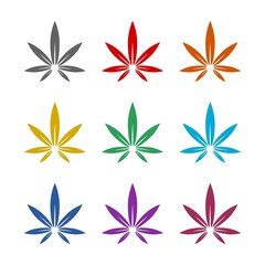 Marijuana leaf  icon isolated on white background. Set icons colorful