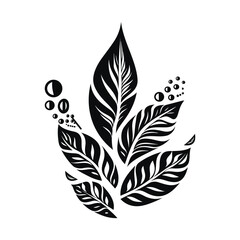 Fototapeta premium Minimalist abstract tribal leaf in black and white.