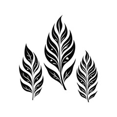 Minimalist abstract tribal leaf in black and white.