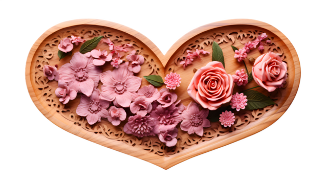 heart shaped cookies with roses isolate on white background