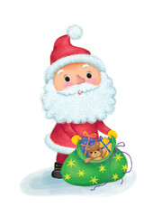 Santa claus with a bag of gifts