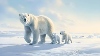 Stoff pro Meter Polar bear with her children © 1_0r3
