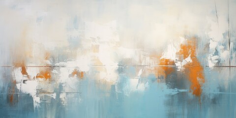 Splashes of paint in varying hues and textures tired throughout a canvas creating a multidimensional Abstract wallpaper background background with watercolor. abstract painting with blues and oranges.