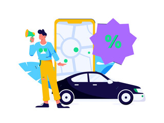 Flat vector concept operation hand drawn illustration of people taking a taxi
