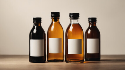 bottles with labels