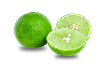 Fresh lime and slice isolated