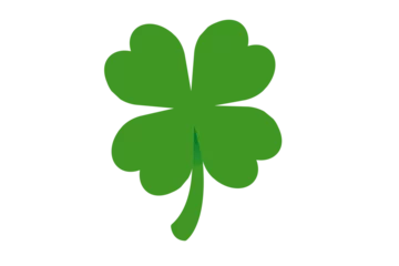Foto op Plexiglas Shamrock four leaf clover. Green icon isolated on transparent background. St Patricks day vector. Green lucky four leaf Irish clover texture © Amona HD