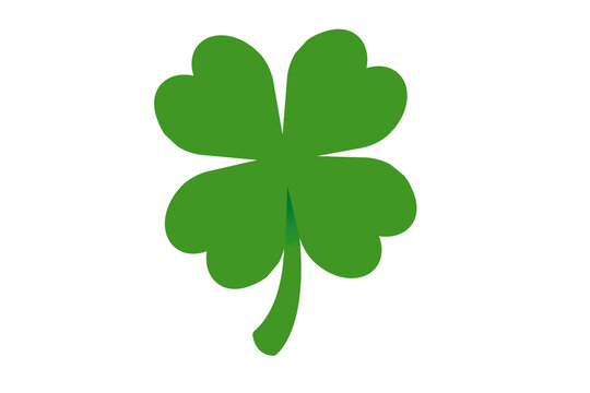 Shamrock four leaf clover. Green icon isolated on transparent background. St Patricks day vector. Green lucky four leaf Irish clover texture