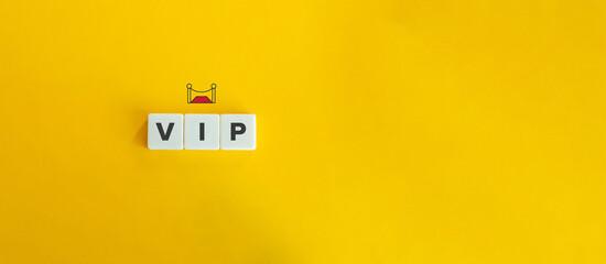 VIP Access, Members Only, Exclusive Entry, First Dibs, Privileged Access. Block Letter Tiles and Icon on Yellow Background. Minimalist Aesthetics. - obrazy, fototapety, plakaty