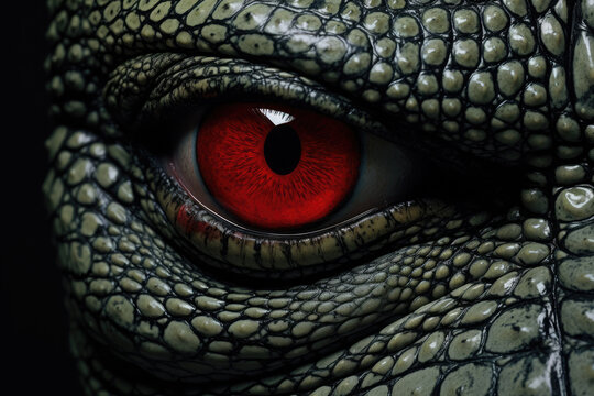 Close up of reptile eye. Ai generative art
