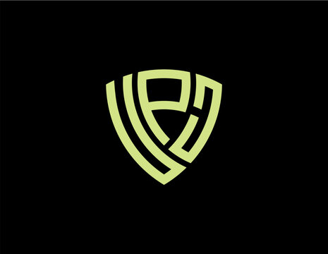 UPJ creative letter shield logo design vector icon illustration