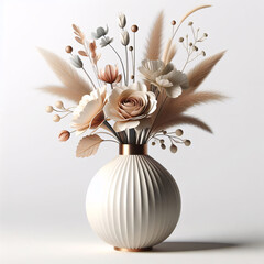 White flowers in vase. Contemporary Vases, Stunning Flowers: An Artful Fusion against White.