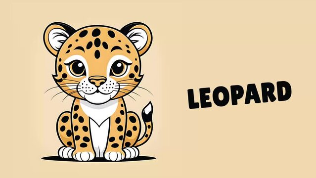 Animated cute illustration of  a leopard for kids learning 4K