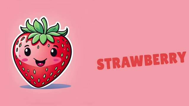 Animated strawberry Kids learn fruits name video in 4K Quality