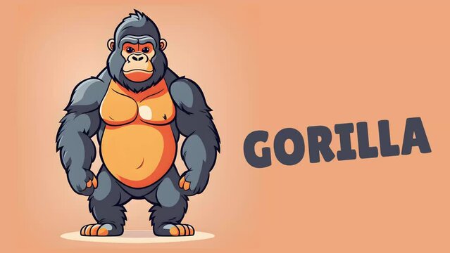 Animated gorilla videos in  4K for kids learning cartoon style