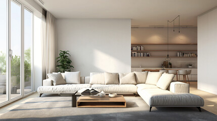 Obraz na płótnie Canvas Modern living room minimal and clean, interior design