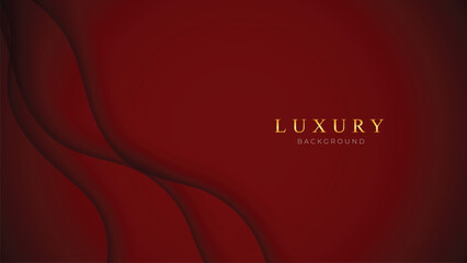 Red Luxury Background with Waves and Curves. Deluxe and Elegant Red Abstract Background in 3D Style. Red Backdrop Design Vector Illustration