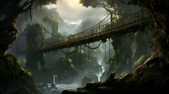 Suspension bridge in the jungle