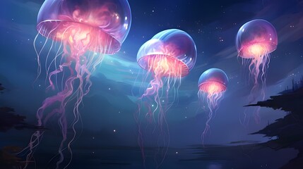 Fototapeta premium glowing jellyfish 