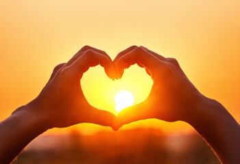 Obraz premium Love in my hands - cute design for valentines day cards, mothers day cards, wedding cards, love topics