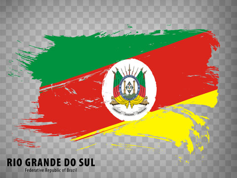 Flag of Rio Grande do Sul from brush strokes. Federal Republic of Brazil. Flag Rio Grande do Sul of Brazil on transparent background for your web site design, app, UI. Brazil. Stock vector. EPS10.