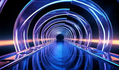 Photo sur Plexiglas Helix Bridge blue tunnel with light